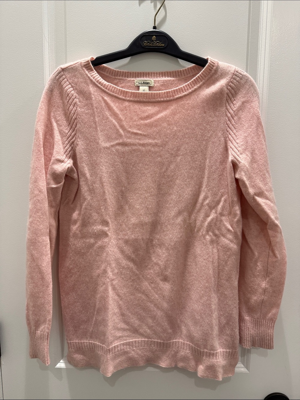 L.L. Bean Women's Pale Pink Cashmere Crewneck Sweater